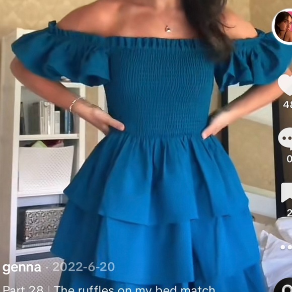 Express Blue Ruffle Dress - Picture 3 of 4